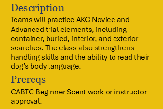 Book Scent Novice/Advanced Trial Preparation