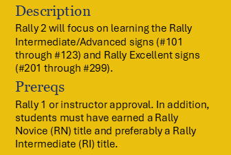 Book Rally 2 - Advanced and Excellent Signs